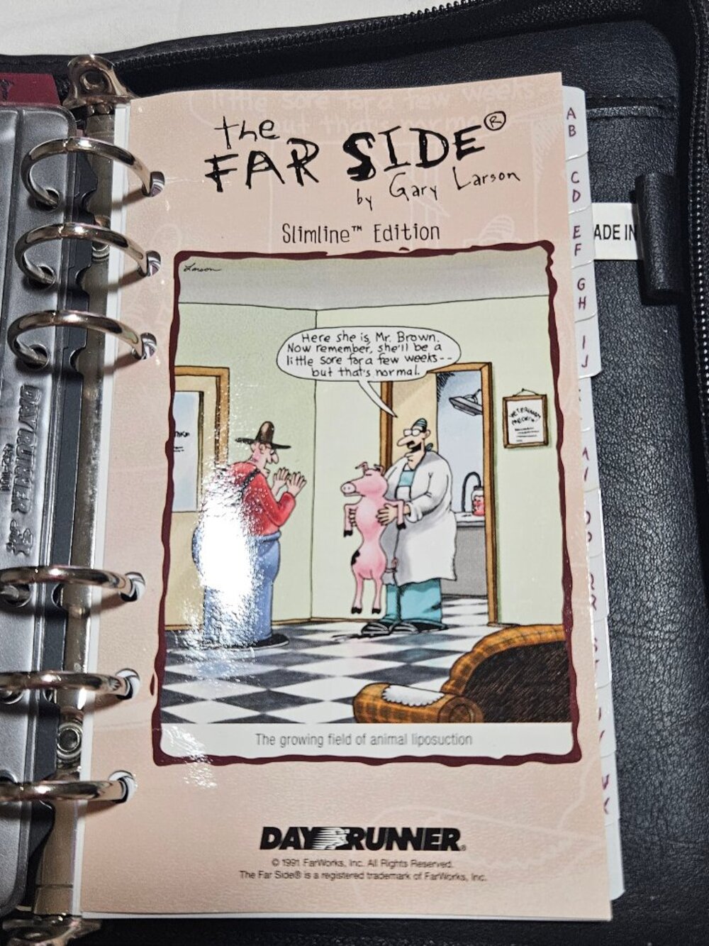 Vintage Far Side Gary Larson Day Runner Ring Binder address book 8” X 6” X 2”